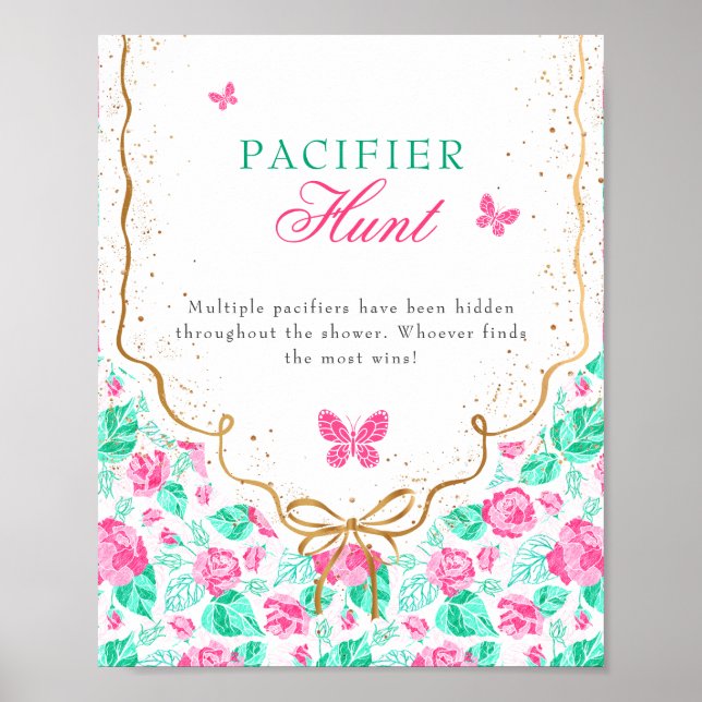 Póster Our Lovely One Baby Shower Pacifier Hunt Game Sign (Frente)