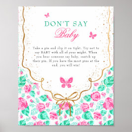 Póster Our Lovely One Don't Say Baby Shower Game Sign