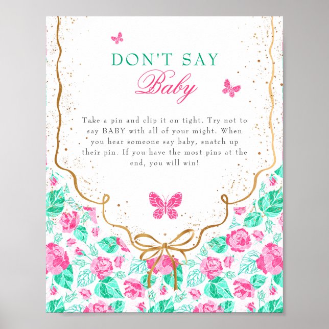 Póster Our Lovely One Don't Say Baby Shower Game Sign (Frente)