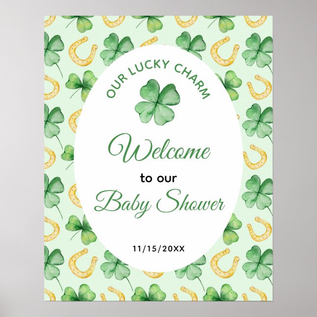 Póster Our Lucky Charm St Patrick's Baby Shower Welcome (Frente)