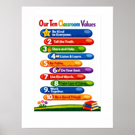 Póster Our Ten Classroom Values – 18×24 Portrait Poster