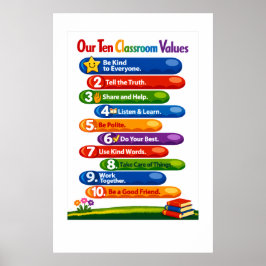 Póster Our Ten Classroom Values – 24x36 Portrait Poster