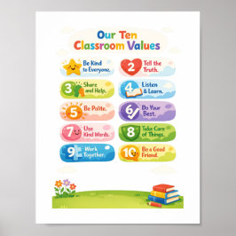 Póster Our Ten Classroom Values Poster  