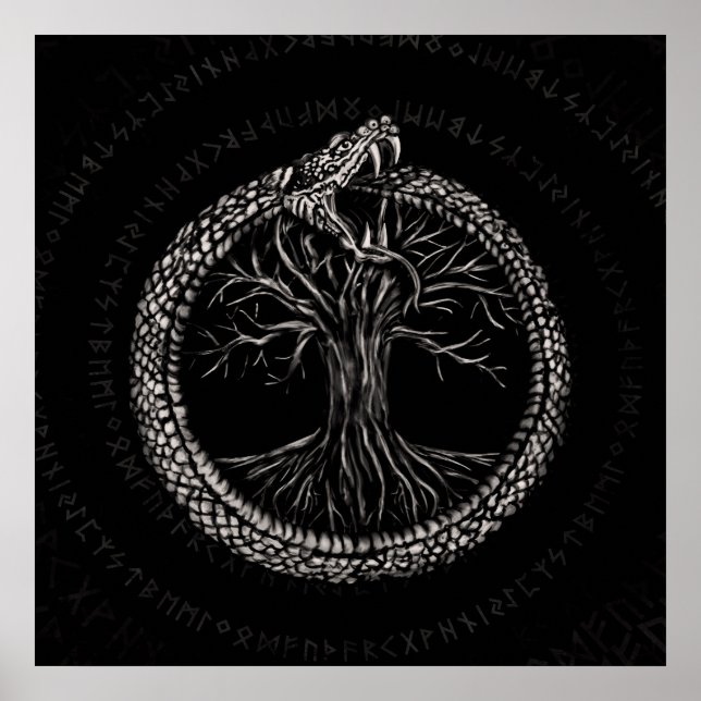 Póster Ouroboros con el árbol de la vida (Frente)