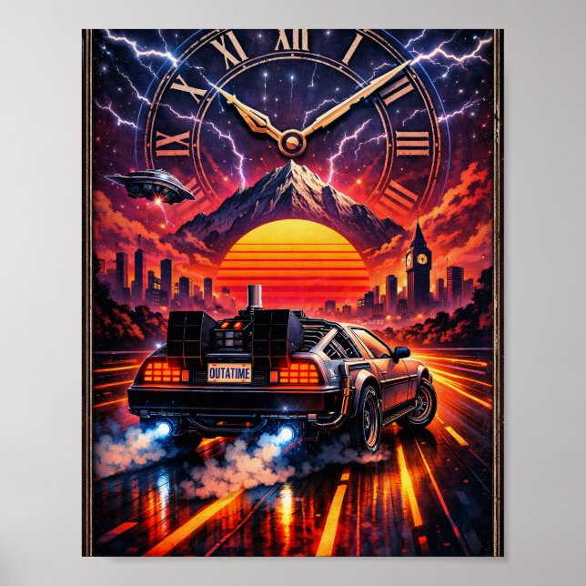 Póster Out of Time – Retro Futuristic Sci-Fi Wall Art (Frente)