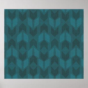 Póster Outdoor Geo Step   Dark Teal Pattern