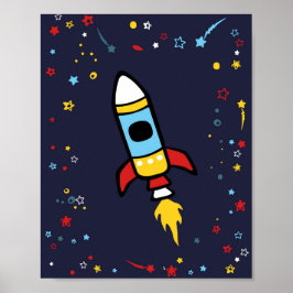 Póster Outer Space decor, Rocket print 8x10