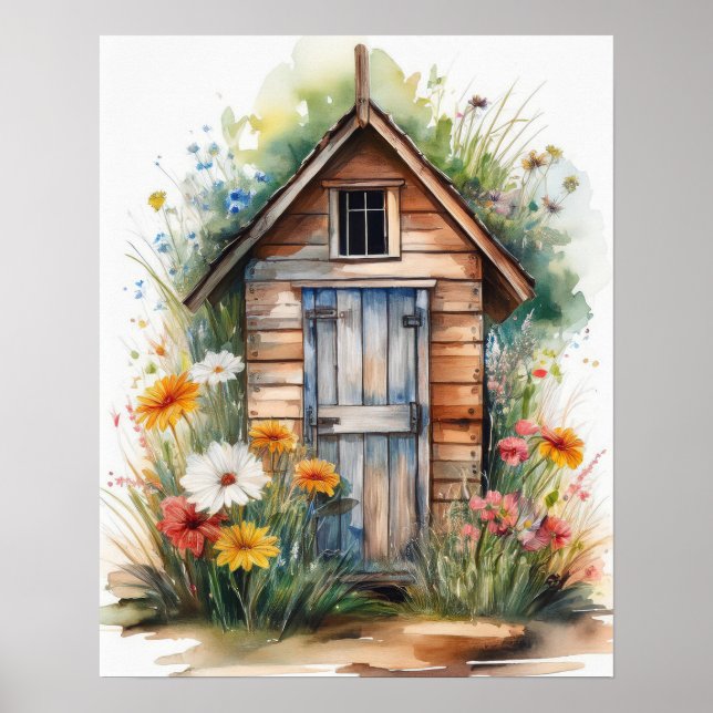 Póster Outhouse Watercolor 4 (Frente)