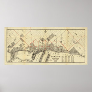 Póster Outline Map of Duluth and Suburbs