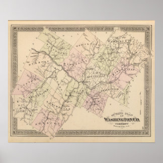 Póster Outline plan of Washington County in Vermont
