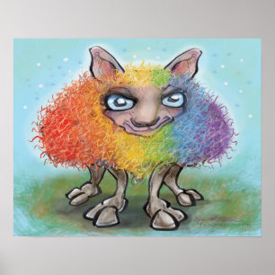 Póster Oveja arcoiris