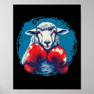 Póster Oveja Boxeadora Con Guantes De Boxeo Kickboxing Di
