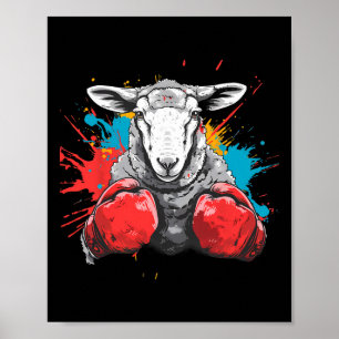 Póster Oveja Boxer Con Guantes De Boxeo Kickboxing Divert
