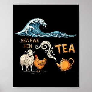 Póster Oveja de Mar Gallina Té Chiste Divertido Dicho Cit