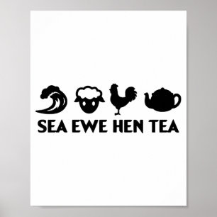 Póster Oveja de Mar Gallina Té Chiste Divertido Dicho Cit