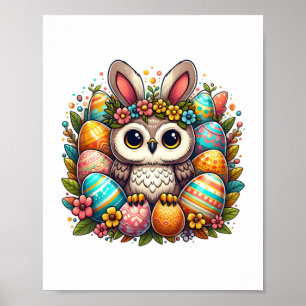 Póster Oveja de Pascua con orejas de conejito