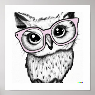 Póster Oveja dibujada a mano con gafas