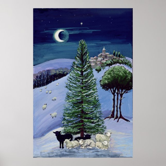 Póster Oveja en un paisaje invernal (Frente)