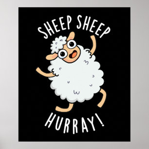 Póster Oveja Hurray Gracioso Animal Pun Oscuro BG