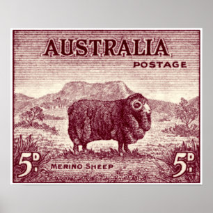 Póster Oveja Merina Australiana de 1934