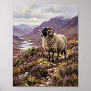 Póster Oveja Scottish Highland Blackface Moor I