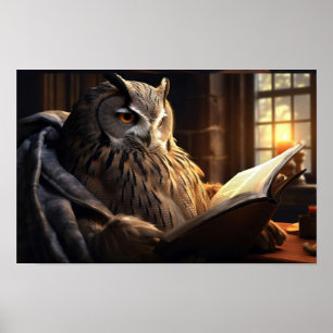 Póster Oveja sentada leyendo un libro