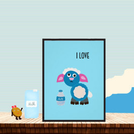 Póster Oveja y leche