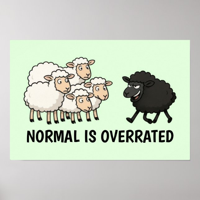 Póster Ovejas blancas y negras (Frente)
