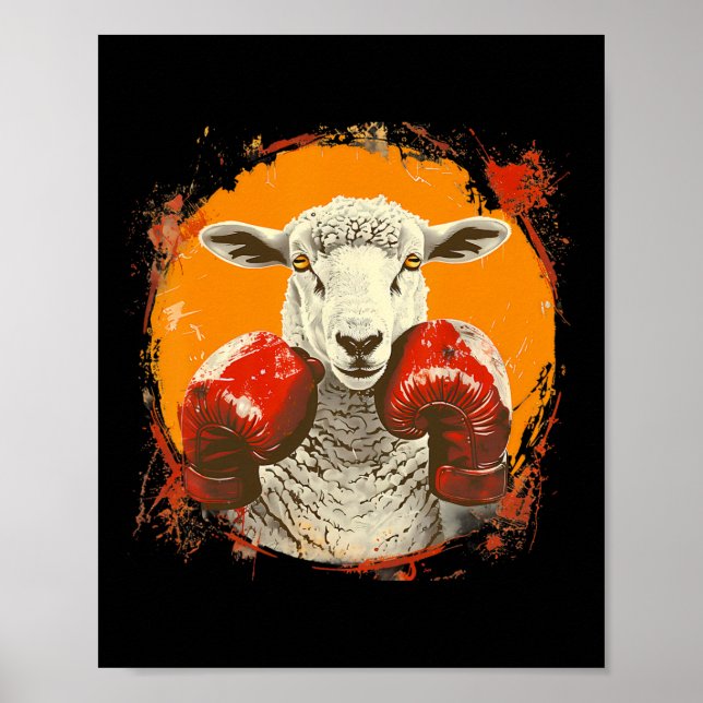 Póster Ovejas boxeando con guantes de boxeo Kickboxing di (Frente)