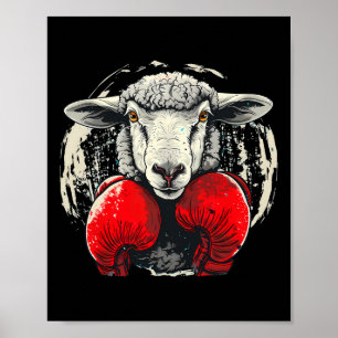 Póster Ovejas boxeando con guantes de boxeo Kickboxing Di