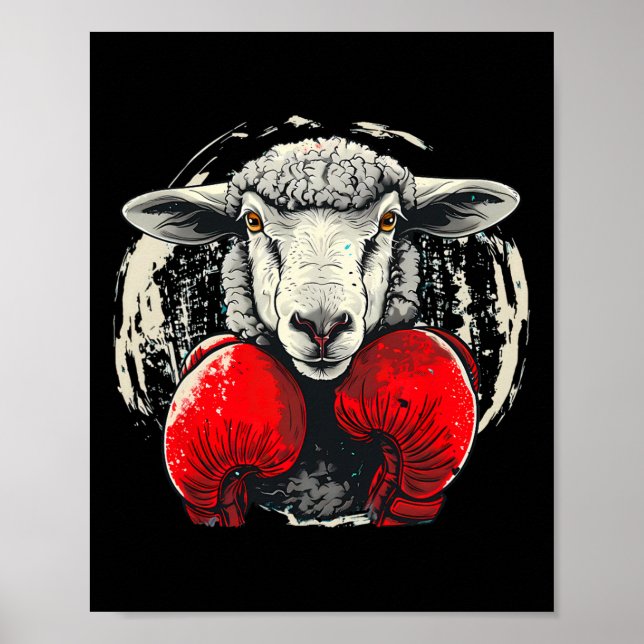 Póster Ovejas boxeando con guantes de boxeo Kickboxing Di (Frente)