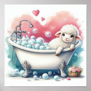 Póster Ovejas de Baño de Burbujas