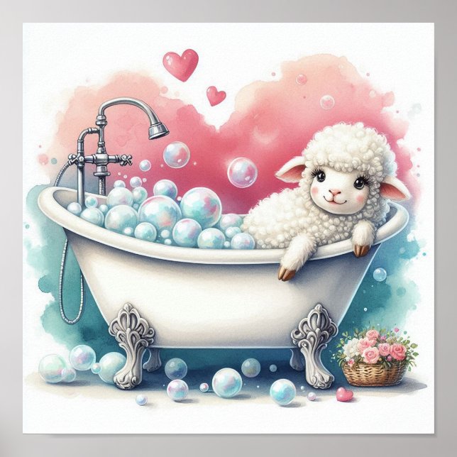 Póster Ovejas de Baño de Burbujas (Frente)
