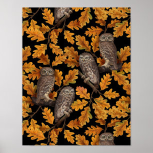 Póster Ovejas de otoño en negro