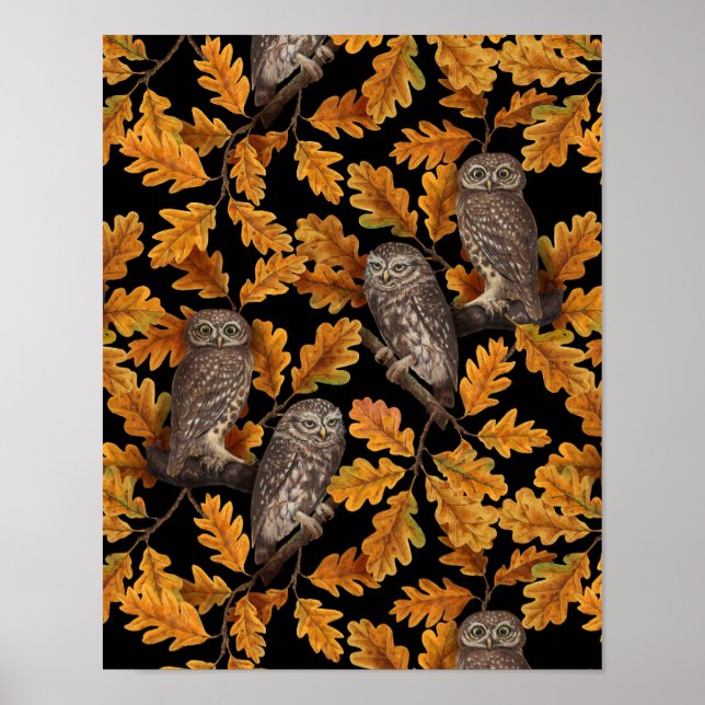 Póster Ovejas de otoño en negro (Frente)