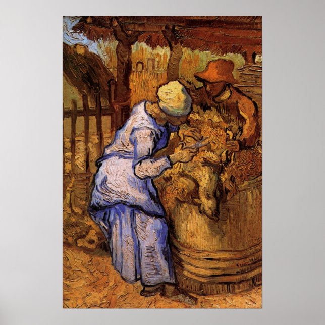 Póster Ovejas (después del Millet) de Vincent van Gogh (Frente)