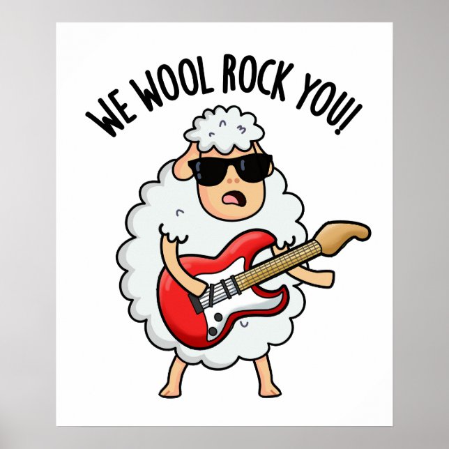 Póster Ovejas Divertidas Pun We Wool Rock You  (Frente)
