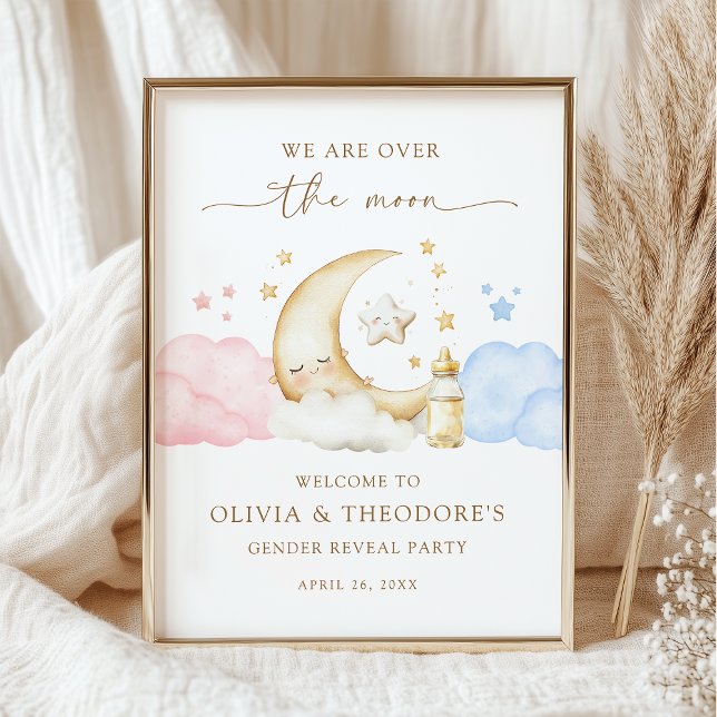 Póster Over the Moon Gender Reveal Party Welcome Poster (Subido por el creador)