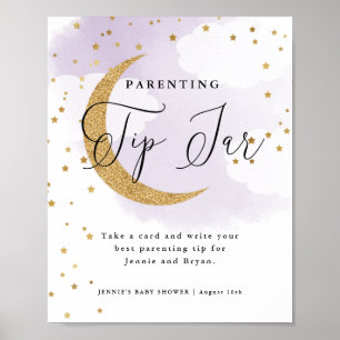 Póster Over the Moon Purple Parenting Tips Baby Shower
