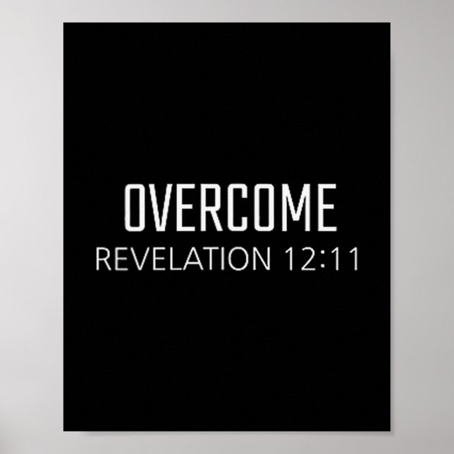 Póster Overcome - Revelation 12_11 Bible Religious Verse  (Frente)
