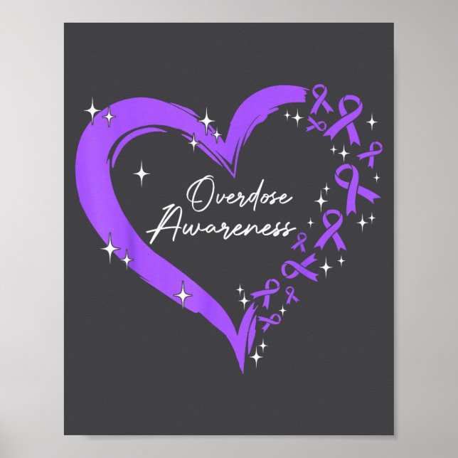 Póster Overdose Awareness Purple Ribbon Drug Addiction He (Frente)