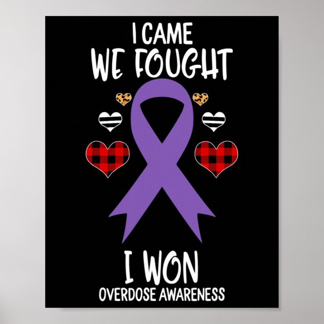Póster Overdose Awareness Ribbon I Came We Fought I Won C (Frente)