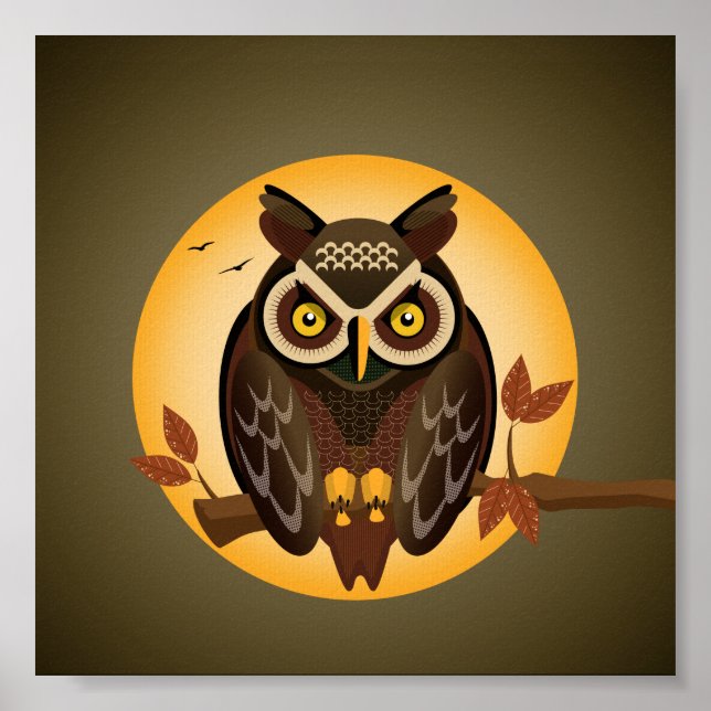 Póster Ovinos geométricos ilustrados por la noche parados (Frente)