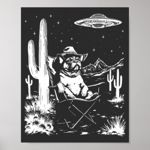 Póster OVNI Cowboy Bulldog francés