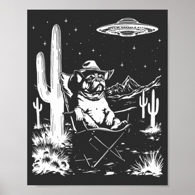 Póster OVNI Cowboy Bulldog francés (Frente)