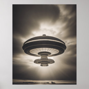 Póster OVNI en blanco y negro