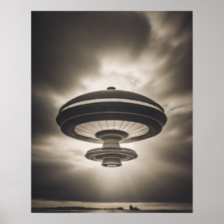 Póster OVNI en blanco y negro