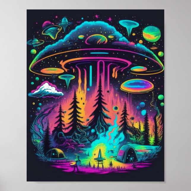 Póster OVNI Psicodélico Fantasía Art (Frente)