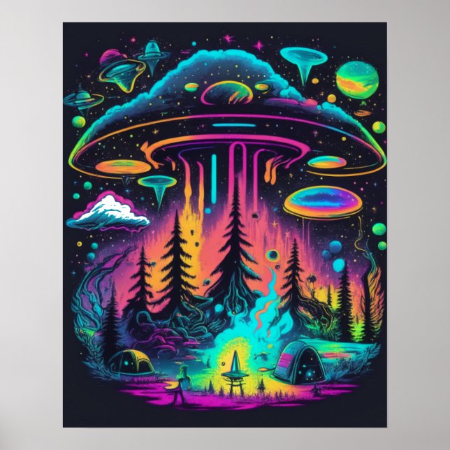 Póster OVNI Psicodélico Fantasía Art (Frente)