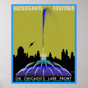 Póster OVNI sobre Chicago - Fuente de Buckingham